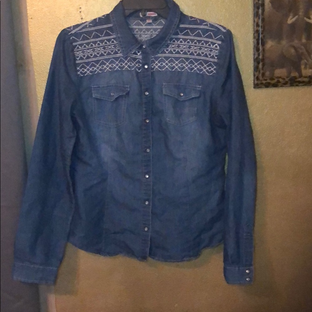 Blue jean long sleeve shirt
